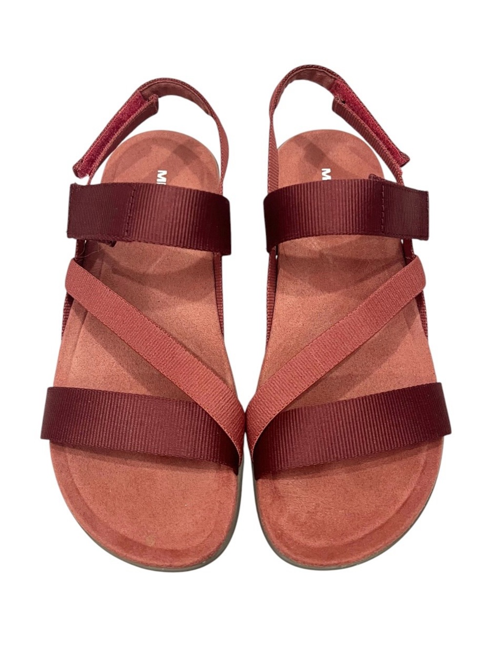 Merrell District 3 Strappy Walking Sandals Air Cushion Brick Red Burnt Sienna